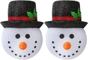 img 4 attached to 🏻 Hooqict 2-Pack Outdoor Christmas Snowman Porch Light Covers for Holiday Decorations - Christmas Porch Lamp Post Lantern Décor