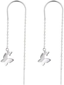 img 4 attached to 🦋 SLUYNZ 925 Sterling Silver Butterfly Earrings: Trendy Dangle Chain for Women, Teens, and Girls