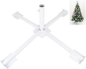 img 4 attached to 🎄 ELFJOY White Christmas Tree Stand - Heavy Duty Iron Metal Base for 34" Foldable Artificial Trees - Portable & Durable