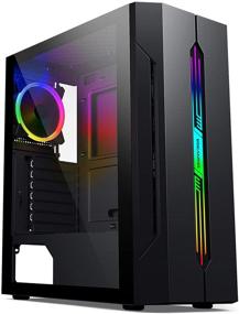 img 4 attached to 🖥️ ESGAMING RGB ATX Mid-Tower PC Case: High Airflow ARGB Lighting, Tempered Glass Panels, USB 3.0