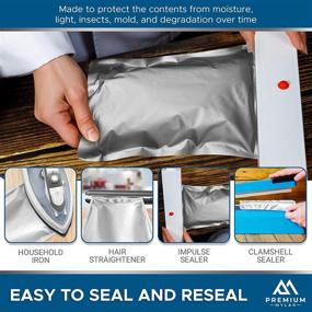 img 1 attached to 🔒 50 Mylar Bags 1 QUART - Premium 7.4 Mil Thickness - Vacuum Sealing for Long Term Food Storage - Odor Free, Heat Resistant & Moisture Proof - Fresh Saver Packs