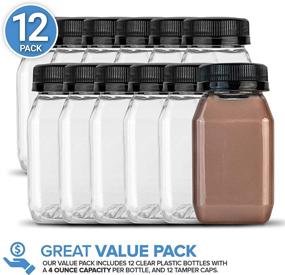 img 3 attached to 🧃 Plastic Juice Bottles with Lids - Stock Your Home with Juice Drink Containers for Juicing Smoothie Drinking Cold Beverages - 4 oz Capacity - 12 Count