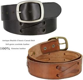 img 1 attached to Genuine Leather Western X Laced Casual Men's Accessories for Belts