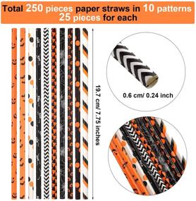 img 3 attached to 🎃 250 Halloween Party Drinking Straws - Pumpkin Paper Straws with Stripes, Pumpkin, Bat, Spider Web & Skeleton Patterns - 10 Styles - Ideal for Halloween Party Supplies