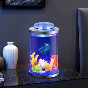 img 3 attached to 🐠 Kotaffo Mini Fish Tank with Remote-Control Multi-Color LED System, 0.5 Gallon Aquarium Starter Kit, Desktop Decoration That Supports Plant Growth, Ideal Birthday Gift and Home/ Workplace Décor