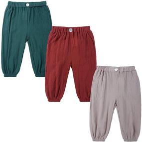 img 4 attached to 👖 JELEUON 3 Pack of Little Kids Boys Girls Cotton Linen Printed Casual Pants: Comfortable & Trendy Trousers for Summer, Spring, Autumn