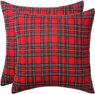 🎅 cozy up for christmas: set of 2 plaid christmas throw pillow covers - 18x18 inch decorative buffalo plaid black and red covers for sofa couch, living room, and bedroom logo