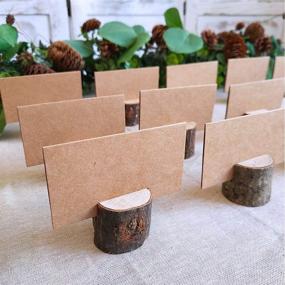 img 2 attached to 🌿 20 Pcs Circular Wood Place Card Holders with Rustic Charm -Table Numbers Holder Stand, Memo Holder, Card Photo Picture Note Clip Holders - Includes Kraft Place Cards - Ideal for Weddings, Parties, and Table Number Signs