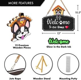 img 2 attached to 🐶 Versatile Interchangeable Front Door Welcome Sign - Dog House Design for Home Wall Decor, Porch, Outdoor, Seasonal Holiday Hanging Wreath, Christmas Decoration - Includes Hanger and 12 Charming Wooden Pieces for Year-Round Use