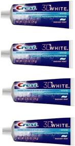 img 1 attached to 🦷 Crest 3D White Vivid Fluoride Anticavity Toothpaste Radiant Mint - Travel Size 0.85 oz (Pack of 4)