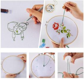 img 1 attached to 🧵 Complete Embroidery Starter Kit: MAKEASY 207 PCS with Instructions, 100 Color Threads, 80 Sewing Pins, Aida Cloth, Bamboo Hoops - Ideal for Adults and Kids Beginners