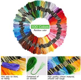 img 4 attached to 🧵 Complete Embroidery Starter Kit: MAKEASY 207 PCS with Instructions, 100 Color Threads, 80 Sewing Pins, Aida Cloth, Bamboo Hoops - Ideal for Adults and Kids Beginners