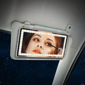 img 1 attached to 💡 Enhanced Visibility on the Go: Tovendor Car Visor Lighted Vanity Mirror with Dimmable LED Lights and Touch-Screen Control - A Must-Have Clip-on Makeup Mirror for Women