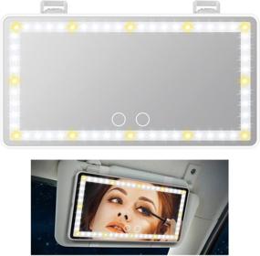 img 4 attached to 💡 Enhanced Visibility on the Go: Tovendor Car Visor Lighted Vanity Mirror with Dimmable LED Lights and Touch-Screen Control - A Must-Have Clip-on Makeup Mirror for Women