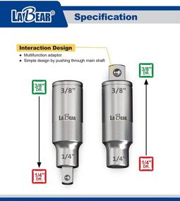 img 2 attached to 🔌 Многофункциональный адаптер для розетки LaBear 6 В 2, удлинитель для рукояток рейки - хром-ванадиевая сталь, размеры привода 1/4", 3/8", 1/2