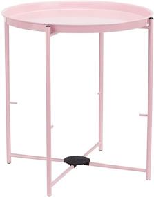 img 3 attached to 🔘 Amazon Basics Round Storage End Table- Pink/Heather Gray with Cloth Basket- 19 x 18 x 18 Inches: Space-Saving Side Table Essential