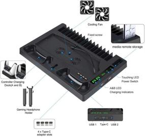 img 2 attached to 🎮 Vertical Stand Cooling Fan for PS5 Digital Edition/Ultra HD Console: Charger Station, Storage, and PSVR Move Motion Controllers Compatibility"