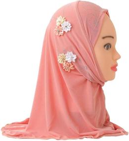 img 1 attached to 🌸 Islamic Headscarf for Girls - Pretty Flowers and Enhanced Protection