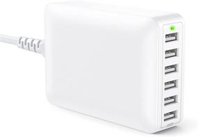 img 4 attached to 💡 Белый USB-зарядное устройство с iSmart Multi-Port - 60W 12A 6-портовая настольная USB-зарядная станция, совместимая с iPhone 13 12 Pro Max Mini XS Max XR X 8 Plus, iPad Pro Air Mini, Galaxy S9 Edge, планшет