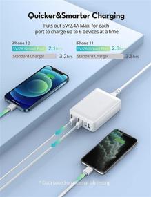 img 2 attached to 💡 Белый USB-зарядное устройство с iSmart Multi-Port - 60W 12A 6-портовая настольная USB-зарядная станция, совместимая с iPhone 13 12 Pro Max Mini XS Max XR X 8 Plus, iPad Pro Air Mini, Galaxy S9 Edge, планшет