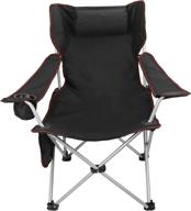 adjustable recliner camping chair with headrest & cup holders - lightweight foldable lawn chair for outdoor activities such as camping, bbq, beach, travel, picnic, festival - black, with side pocket логотип