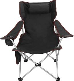 img 4 attached to Adjustable Recliner Camping Chair with Headrest & Cup Holders - Lightweight Foldable Lawn Chair for Outdoor Activities such as Camping, BBQ, Beach, Travel, Picnic, Festival - Black, with Side Pocket