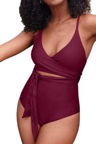 img 1 attached to 👙 Stylish and Striking: Meyeeka Women's Deep V Neck One Piece Swimsuit with High Waist and Belt