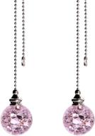 🔮 2-piece pink crystal glass ice cracked ball pull chain set for ceiling fan light decoration + 50cm extended chain length logo