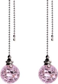 img 4 attached to 🔮 2-Piece Pink Crystal Glass Ice Cracked Ball Pull Chain Set for Ceiling Fan Light Decoration + 50cm Extended Chain Length