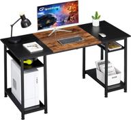 🖥️ space-saving home office desk with shelves - greenforest 47 inch writing laptop workstation for small spaces, in black and brown logo