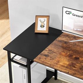 img 1 attached to 🖥️ Space-Saving Home Office Desk with Shelves - GreenForest 47 inch Writing Laptop Workstation for Small Spaces, in Black and Brown