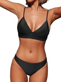 img 4 attached to CUPSHE Women's Solid Two Piece Triangle Bikini - Sexy Bathing Suit