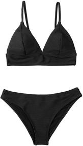 img 3 attached to CUPSHE Women's Solid Two Piece Triangle Bikini - Sexy Bathing Suit