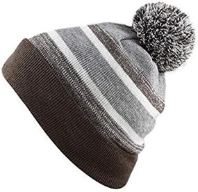 img 3 attached to 🧢 The Hat Depot Kids Cuffed Beanie: Stylish Striped Pom Winter Hat for Children