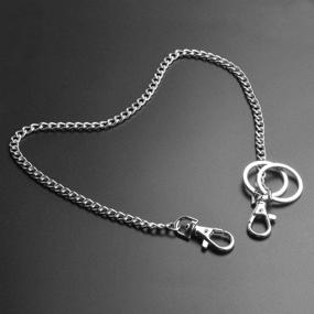 img 3 attached to 💼 Teskyer 18" Silver Wallet Chain with Lobster Clasps & Extra Rings - Versatile Keychain for Keys, Wallet, Pants, Purse