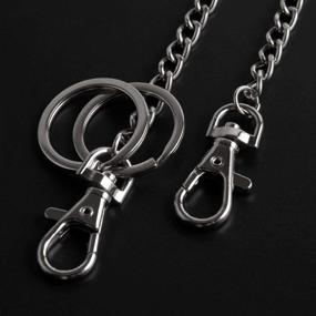 img 2 attached to 💼 Teskyer 18" Silver Wallet Chain with Lobster Clasps & Extra Rings - Versatile Keychain for Keys, Wallet, Pants, Purse
