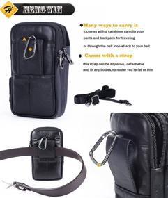 img 2 attached to Hengwin Leather Vertical Men Cellphone Belt Loop Holster: Ultimate Travel Organizer for iPhone 8 Plus, Note 8, and more - Black