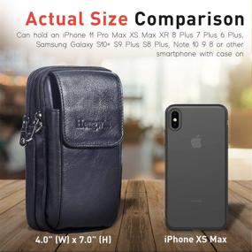 img 1 attached to Hengwin Leather Vertical Men Cellphone Belt Loop Holster: Ultimate Travel Organizer for iPhone 8 Plus, Note 8, and more - Black