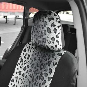 img 2 attached to 🐆 Stylish carXS Cheetah Print Car Seat Covers for Women - Full Set with Matching Accessories - Enhance Your Car Interior with Fashionable Two Tone Gray Animal Print Design