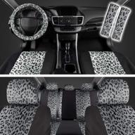 🐆 stylish carxs cheetah print car seat covers for women - full set with matching accessories - enhance your car interior with fashionable two tone gray animal print design logo