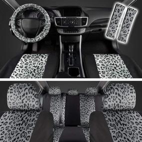 img 4 attached to 🐆 Stylish carXS Cheetah Print Car Seat Covers for Women - Full Set with Matching Accessories - Enhance Your Car Interior with Fashionable Two Tone Gray Animal Print Design