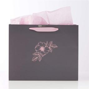 img 3 attached to 🌸 Christian Art Gifts Pink/Grey Floral Gift Bag Set, Proverbs 31 Woman Bible Verse – Strength & Dignity, Large Landscape Gift Bag with Tissue Paper for Women