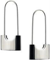 yeslady stainless steel hoop earrings: chic rectangle lock dangle design logo