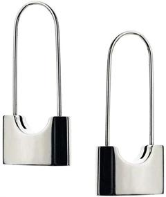 img 4 attached to YESLADY Stainless Steel Hoop Earrings: Chic Rectangle Lock Dangle Design