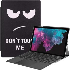 img 4 attached to 💼 Premium Business Case with Pen Holder for Microsoft Surface Pro 7/6/5/2017/4/LTE - Magnetic Lock Design - Type Cover Keyboard Compatible - Don't Touch Me Edition
