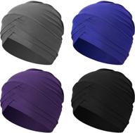 🧣 geyoga women's cotton turban hats 4-piece set - slouchy sleep cap headwrap for slap headwear logo