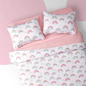 img 1 attached to 🌈 Ultra Soft Rainbow Printed Twin Duvet Cover Set for Kids - Sleep Zone 2-Piece with Easy Care Zipper Ties and Sham Included