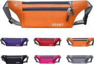 👜 durable waterproof running belt with 3 zippered pockets - fashionable waist bag for runners up to 42" waist size - ideal for travel, gym, jogging, trail running (orange) logo