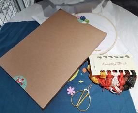 img 1 attached to 🧵 Полный комплект для начинающих в вышивке: Minone 3-х частный набор для начинающих крестиком с нанесенными цветочными узорами, инструкциями, тканями, кольцом и инструментами
