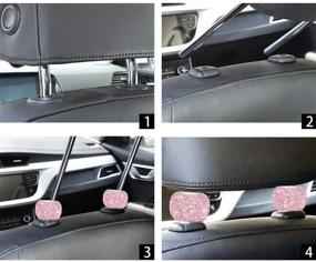 img 2 attached to LEIWOOR 4 Pack Car Headrest Collars，Car Head Rest Collars Rings Decor Bling Crystal Diamond For Car SUV Truck Interior Decoration (Pink)